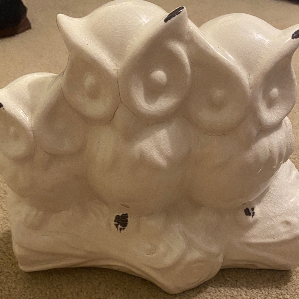 White Ceramic Owl Figurine